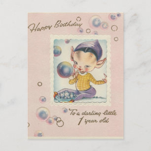 Vintages "1 Jahr alt" Glückwunsch zum Geburtstag E Postkarte