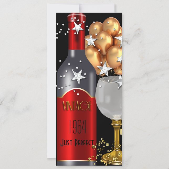 Vintages 50. Geburtstag Roter Wein Schwarzes Gold  Einladung (Vorderseite)