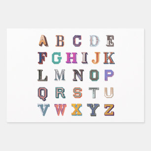 Vintages a-z-Alphabet Geschenkpapier Set