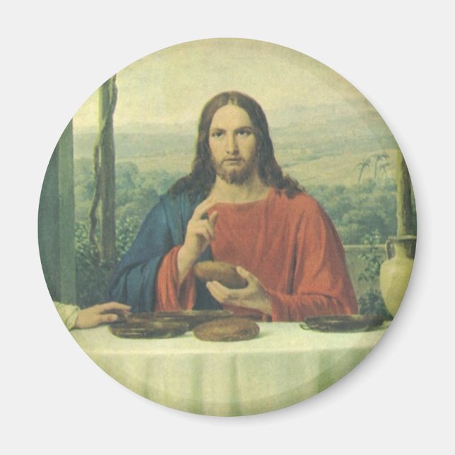 Vintages Abendessen im Emmaus mit Jesus Christus Magnet (Vorne)