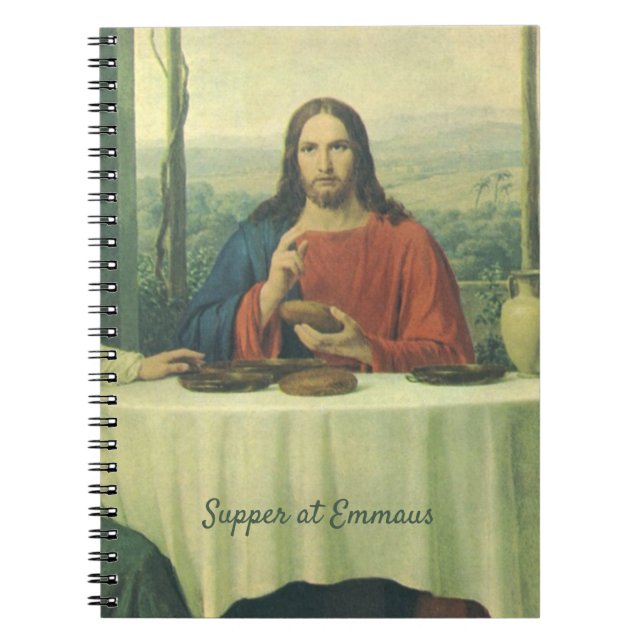 Vintages Abendessen im Emmaus mit Jesus Christus Notizblock (Vorderseite)