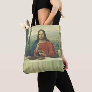Vintages Abendessen im Emmaus mit Jesus Christus Tasche