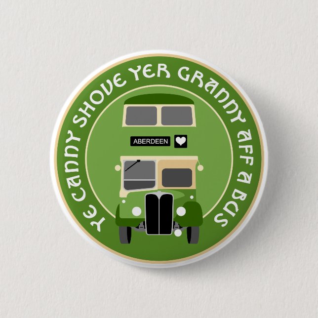 Vintages Aberdeen Doppeldecker-Bus-Abzeichen Button (Vorderseite)