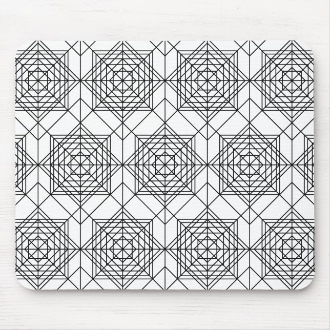 Vintages Abstraktes Muster in Schwarz und Weiß Mousepad (Vorne)