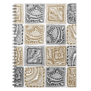 Vintages abstraktes, nahtloses Doodle-Muster. Schw Notizblock