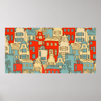 Vintages abstraktes Stadtbild nahtlos. Poster