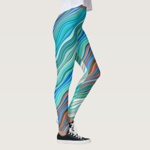 Vintages Abstraktes Wellenmuster Leggings