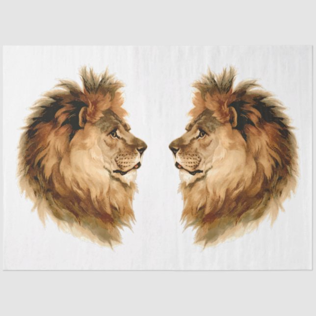 Vintages Afrika Wildtierion w Mane Decoupage Seidenpapier (Vorderseite)