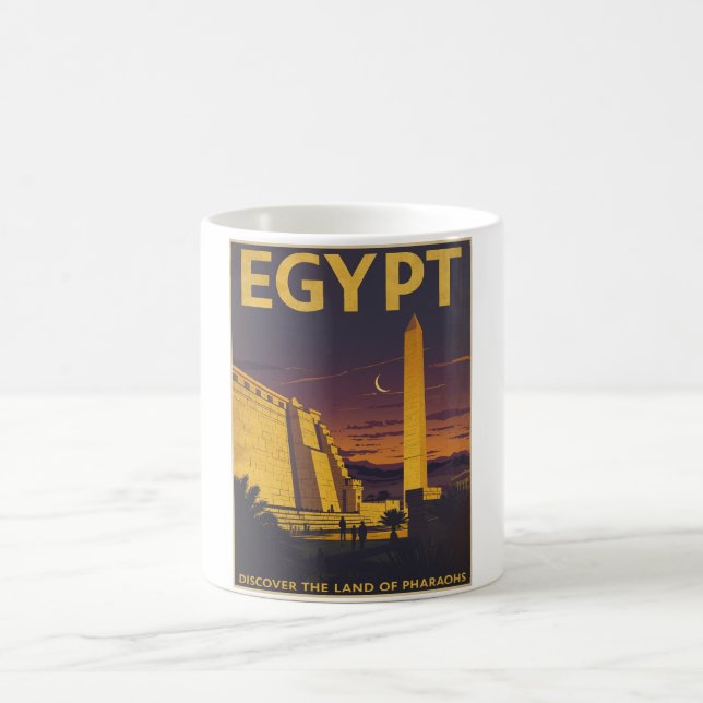 Vintages Ägypten - Altes Obelisk und Tempel Kaffeetasse (Mittel)