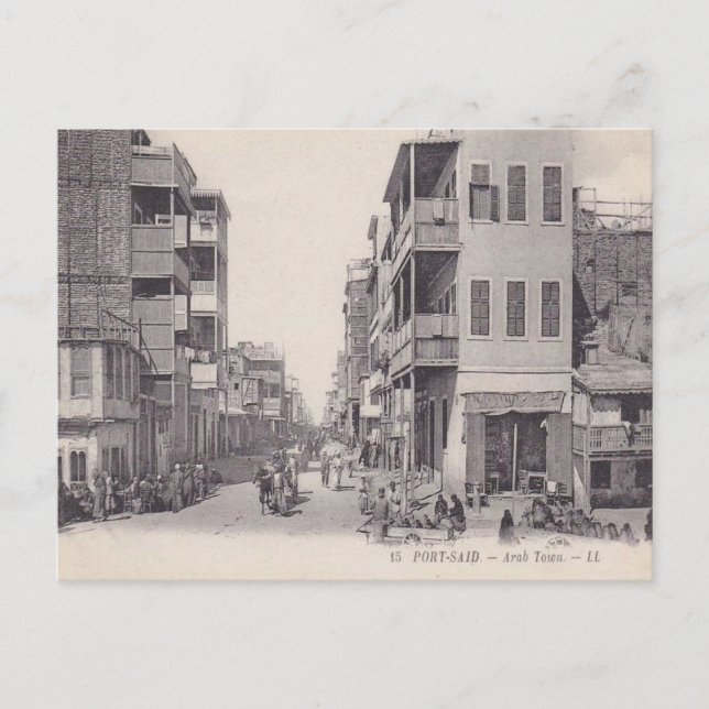 Vintages Ägypten, Port Said, arabische Stadt Postkarte (Vorderseite)