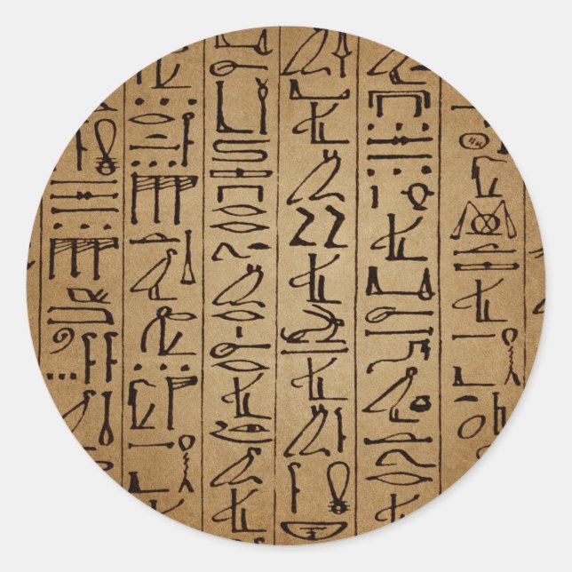 Vintages ägyptisches Hieroglyphiepapier drucken Runder Aufkleber (Vorderseite)