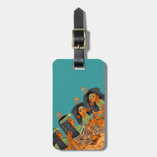 Vintages ägyptisches Mode-Frauen-Grün gelb-orange Gepäckanhänger