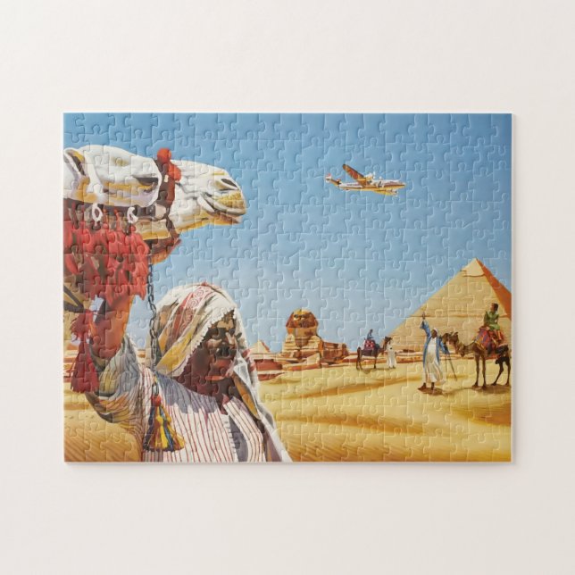 Vintages Ägyptisches Reiseplakat, Pyramide, Sphinx (Horizontal)