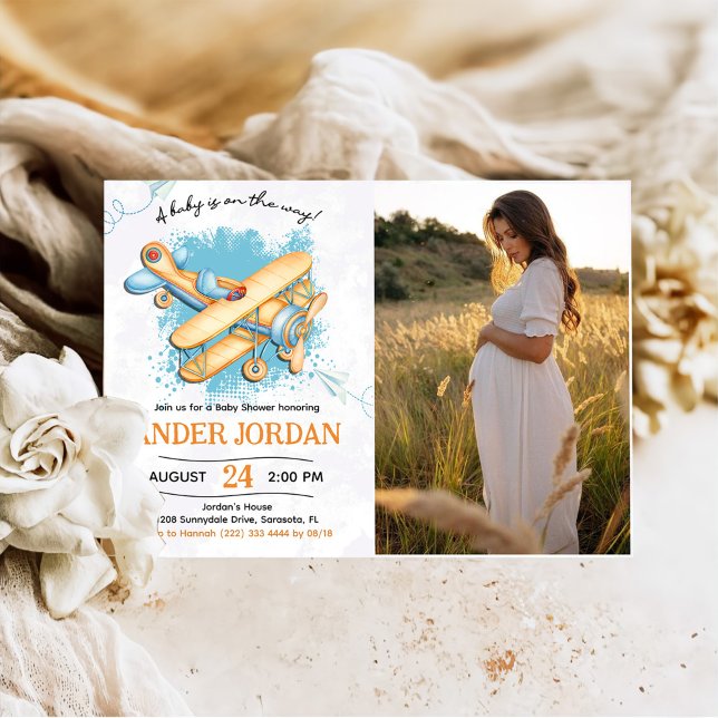 Vintages Airplane Baby Dusche Party Foto Einladung (Von Creator hochgeladen)