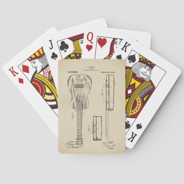 Vintages akustisches Gitarrenpatent Spielkarten (Rückseite)