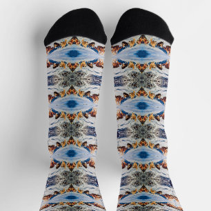 Vintages Alaska eskimo Malamute Schlittenrennen Socken