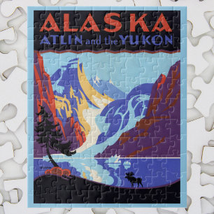 Vintages Alaska-Reiseplakat, Atlin und Yukon