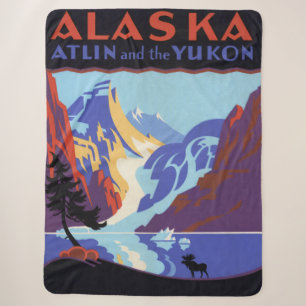 Vintages Alaska-Reiseplakat, Atlin und Yukon Sherpadecke