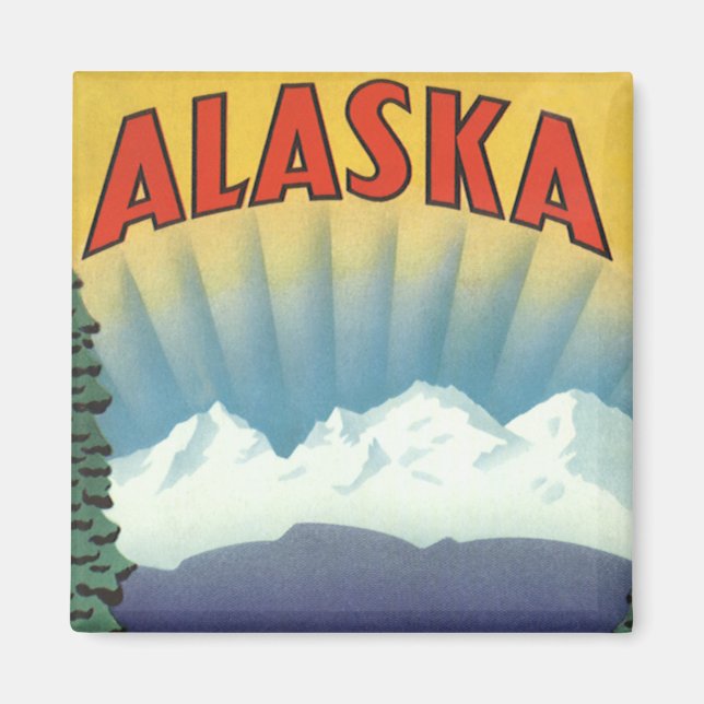 Vintages Alaska Reiseplaner Kunst, Landschaftliche Magnet (Vorne)