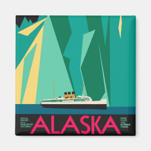 Vintages Alaska Reiseplaner Kunst, Taku Gletscher Magnet