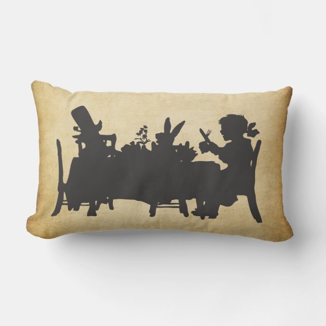 Vintages Alice im Wunderland-Tee-Party-Kissen Lendenkissen (Vorderseite)