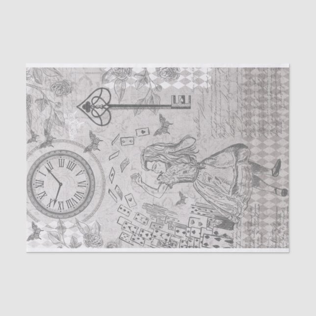 Vintages Alice Wonderland Kartenspielen Seidenpapier (Vorderseite)