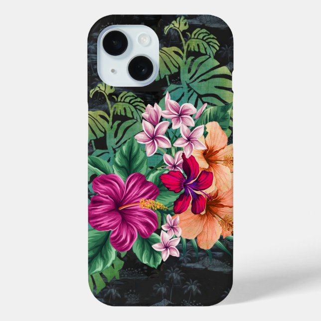 Vintages Aloha Shirt Print mit Hibiskus Phone Case (Rückseite)