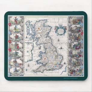 Vintages altbritisches Kartendesign Mousepad