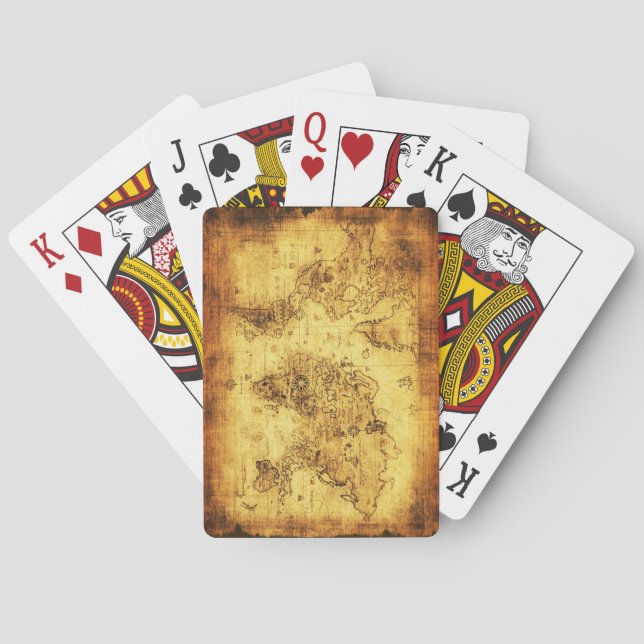 Vintages alte Weltkarten-Designer-Set Spielkarten (Rückseite)
