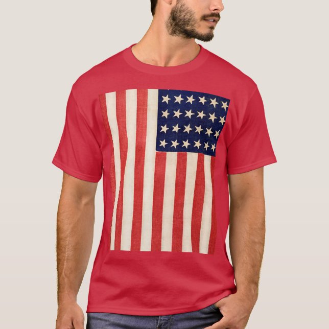 Vintages altes 36-Sterne-Flag Rot T-Shirt (Vorderseite)