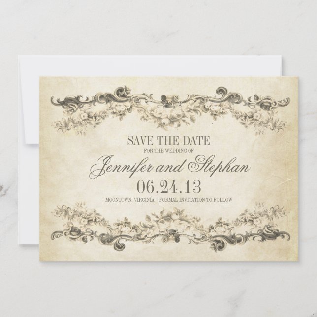 Vintages, altes Design Save the Date (Vorderseite)