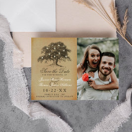 Vintages Altes Eichenbaum-Foto Hochzeit Save The Date