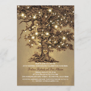 Vintages altes Eichenbaum rustikales Hochzeitstag Einladung