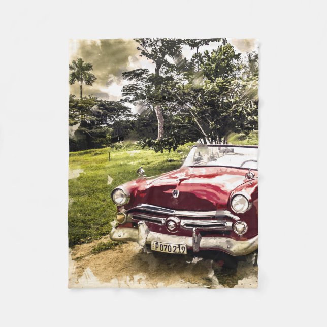 Vintages altes Frisierte Auto Fleecedecke (Vorderseite)