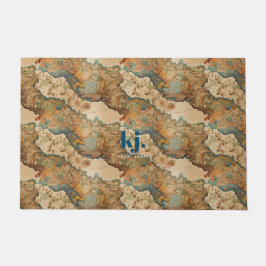 Vintages Altes Kartenmuster | Monogramm Fußmatte