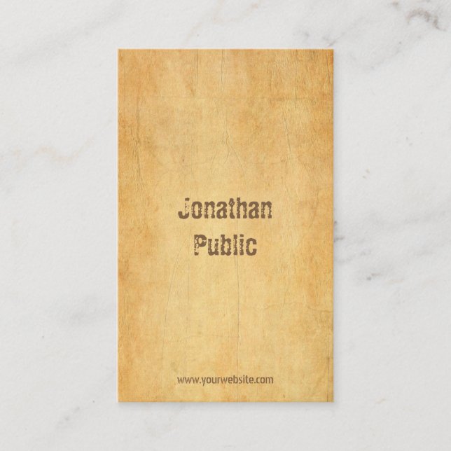 Vintages altes Papier Druckknopf Beruflich Visitenkarte (Vorderseite)