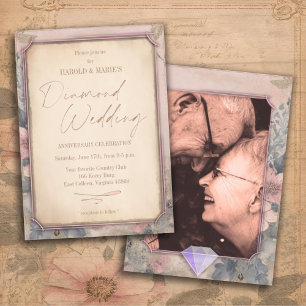Vintages altmodisches Diamond Wedding Foto Einladung