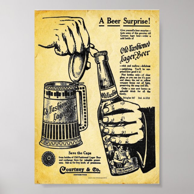 Vintages altmodisches Lagerbier Druck Poster (Vorne)