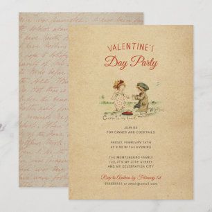 Vintages altmodisches Party des Valentines Einladung