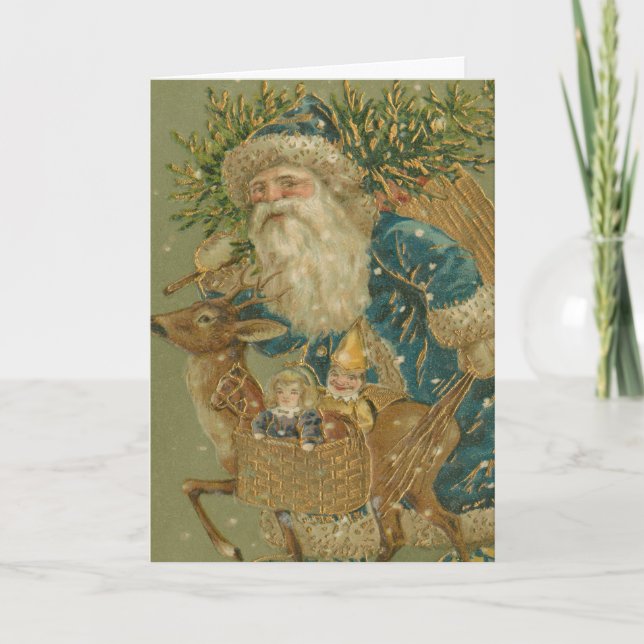 Vintages altmodisches Weihnachtsbaum Feiertagskarte (Vorderseite)