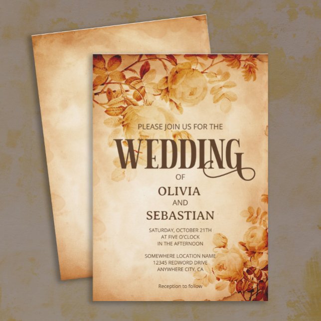 Vintages Altpapier mit Rose Hochzeit Einladung (Von Creator hochgeladen)