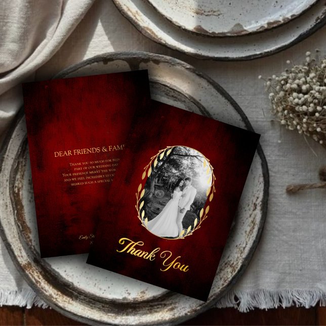 Vintages Altpapier und Hochzeit mit Foto Dankeskarte (Von Creator hochgeladen)