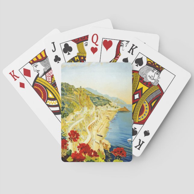 Vintages Amalfa Landschafts-Reise-Plakat Spielkarten (Rückseite)