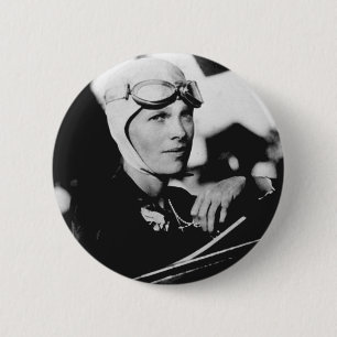 Vintages Amelia Earhart Foto Button