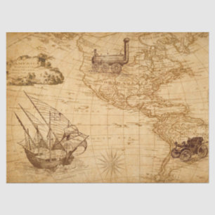 Vintages American Map Paper Seidenpapier
