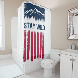 Vintages American Outdoor Wandern Camping National Duschvorhang