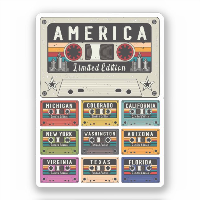 Vintages Amerika Staat Aufkleber (Vorderseite)