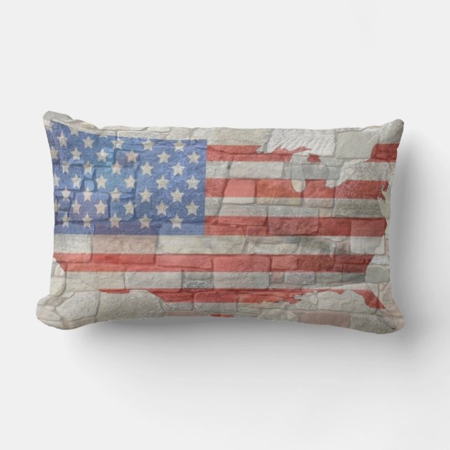 Vintages amerikanisches Patriotic Map Flag an der  Lendenkissen (Vorderseite)