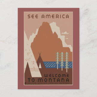 Vintages amerikanisches Reiseplakat Postkarte