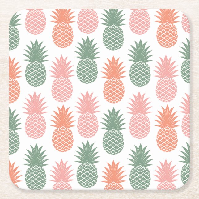 Vintages Ananas-Muster 2 Rechteckiger Pappuntersetzer (Vorderseite)